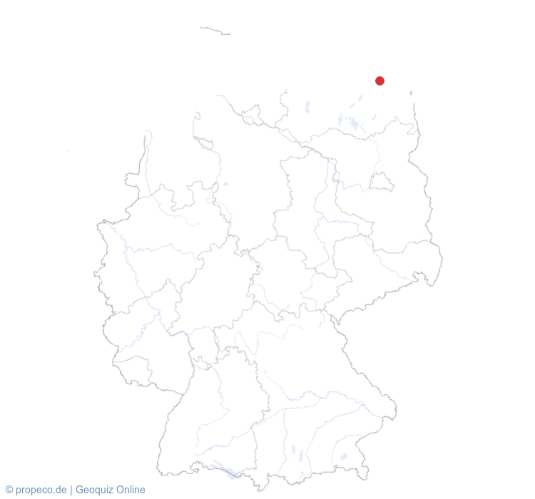 Greifswald auf der Karte vom GEOQUIZ eingezeichnet