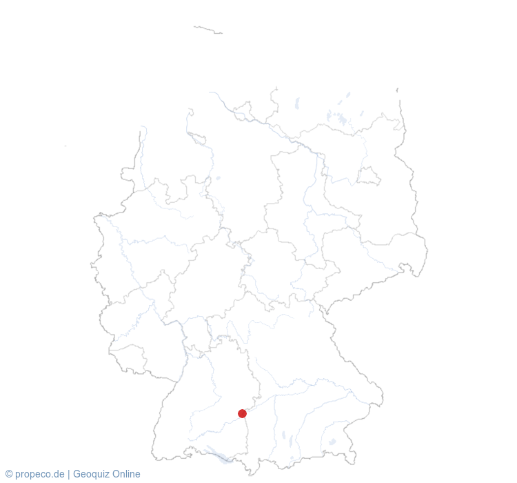 Ulm auf der Karte vom GEOQUIZ eingezeichnet
